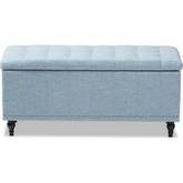 Kaylee Storage Ottoman Bench in Tufted Light Blue Fabric